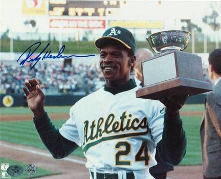 Rickey Henderson Oakland Athletics Autographed Horizontal 8" x 10" Unframed Photograph  