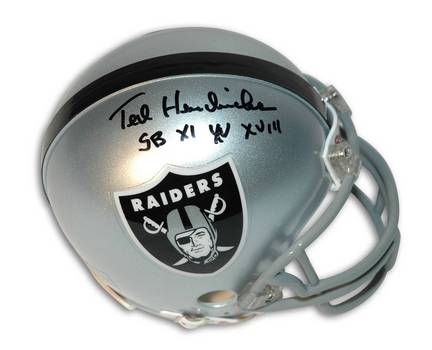 Ted Hendricks Oakland Raiders Autographed Mini Helmet Inscribed "SB XI XV XVIII"