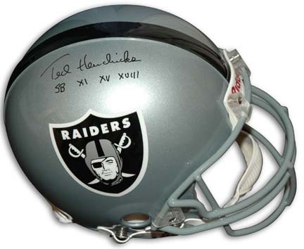Ted Hendricks Autographed Oakland Raiders Pro Line Full Size Helmet Inscribed with "SB XI XV XVIII"