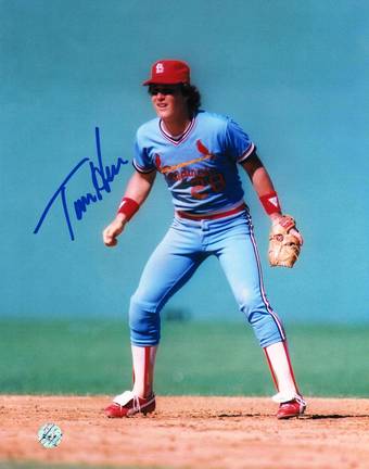Tommy Herr Autographed "Fielding" St. Louis Cardinals 8" x 10" Photo 
