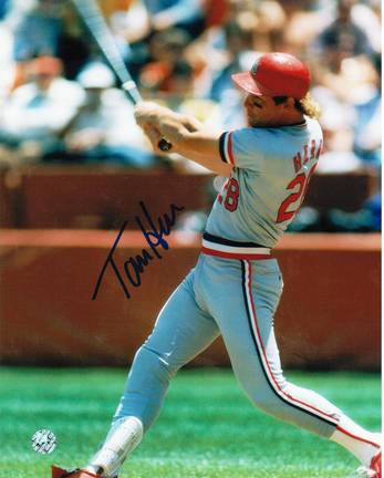 Tommy Herr Autographed "Swing" St. Louis Cardinals 8" x 10" Photo