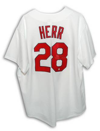 Tommy Herr St. Louis Cardinals Autographed Majestic MLB Baseball Jersey Inscribed "82 WS Champs" (White)