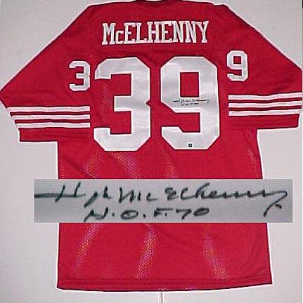Hugh McElhenny San Francisco 49ers NFL Autographed Throwback Jersey with "HOF" Inscription  