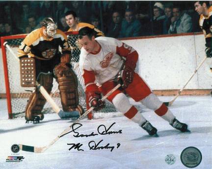 Gordie Howe Detroit Red Wings Autographed 8" x 10" vs. Boston Bruins Photograph (Unframed)
