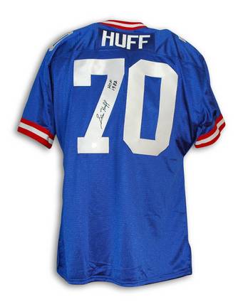 Sam Huff Autographed New York Giants Blue Throwback Jersey Inscribed "HOF 82"