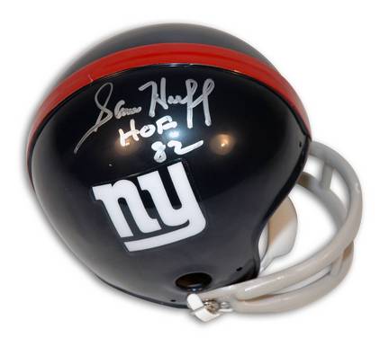 Sam Huff New York Giants Autographed Throwback Mini Football Helmet Inscribed with "HOF 82"