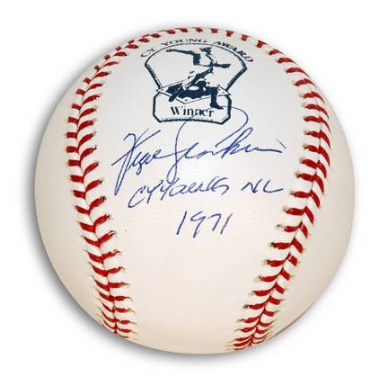 Ferguson Jenkins Autographed Cy Young Baseball Inscribed with "Cy Young NL 1971"