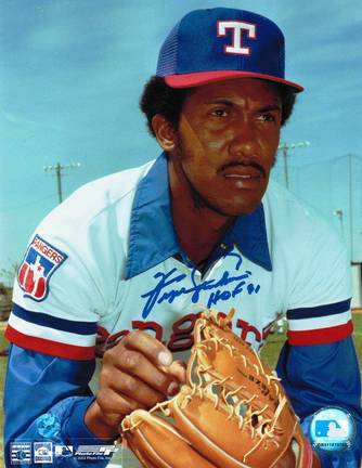 Ferguson Jenkins Autographed "Looking for the Sign" Texas Rangers 8" x 10" Photo Inscribed "HOF