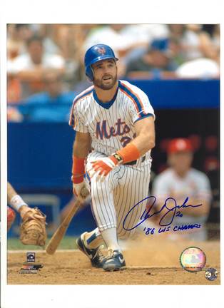 Howard Johnson New York Mets Autographed 8" x 10" Photograph Inscribed with "86 WS Champs" (Unframed