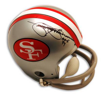 Jimmy Johnson San Francisco 49ers Autographed Throwback Mini Helmet Inscribed with "HOF 94"