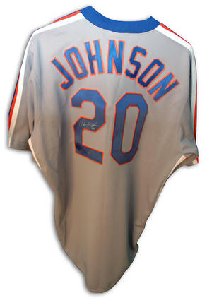 Howard Johnson Autographed New York Mets Gray Throwback Majestic Jersey