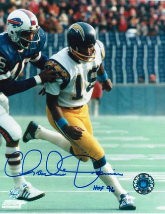 Charlie Joiner Autographed "Vs Bills" San Diego Chargers 8" x 10" Photo Inscribed "HOF 96"