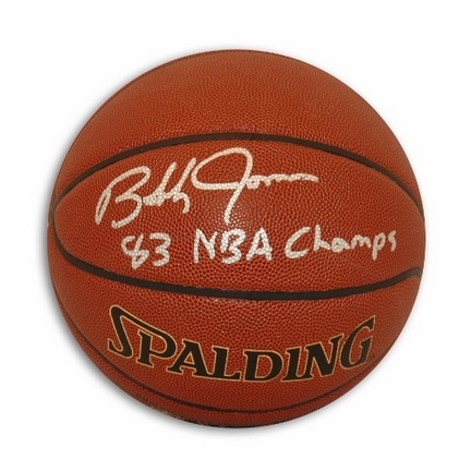 Bobby Jones Philadelphia 76ers Autographed Indoor / Outdoor NBA Basketball Inscribed "83 NBA Champs"