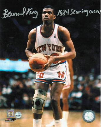 Bernard King Autographed "At Foul Line" New York Knicks 8" x 10" Photo Inscribed "1984 Scoring 