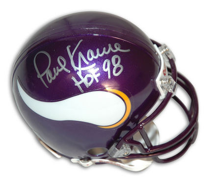 Paul Krause Autographed Minnesota Vikings Mini Football Helmet Inscribed with "HOF 98"