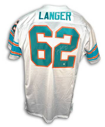 Jim Langer Autographed Custom Throwback Football Jersey Inscribed with "HOF 87" and "17-0" (White)