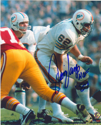Jim Langer Autographed Miami Dolphins 8" x 10" Photograph Inscribed with "HOF 87" (Unframed)