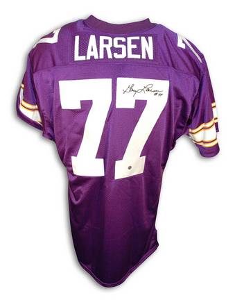 Gary Larsen Minnesota Vikings Autographed Throwback NFL Football Jersey (Purple)
