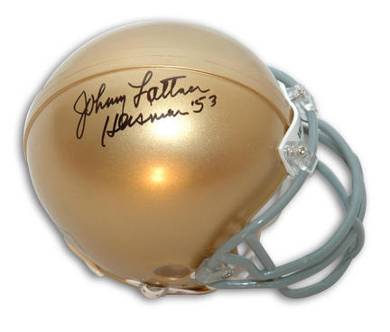 Johnny Lattner Autographed Notre Dame Fighting Irish Mini Helmet with "Heisman 53" Inscription