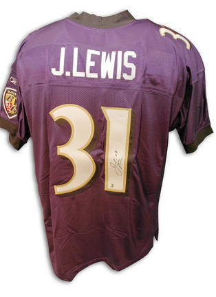 Jamal Lewis Baltimore Ravens Autographed Authentic Reebok NFL Football Jersey (Purple)