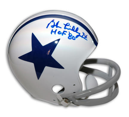 Bob Lilly Autographed Dallas Cowboys / Houston Texans Throwback Riddell Mini Helmet Inscribed with "HOF 80"