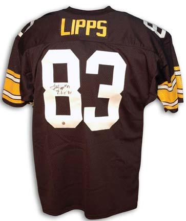 Louis Lipps Autographed Pittsburgh Steelers Black Throwback Jersey Inscribed with "ROY 84"