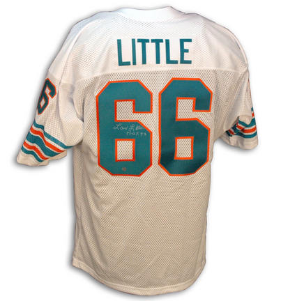 Larry Little Autographed Miami Dolphins White Throwback Jersey with "HOF 93" Inscription