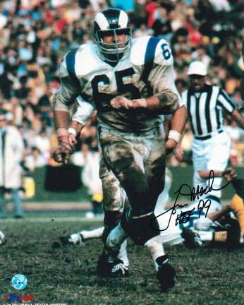 Tom Mack Los Angeles Rams Autographed 8" x 10" Photograph Inscribed with "HOF 99" (Unframed)
