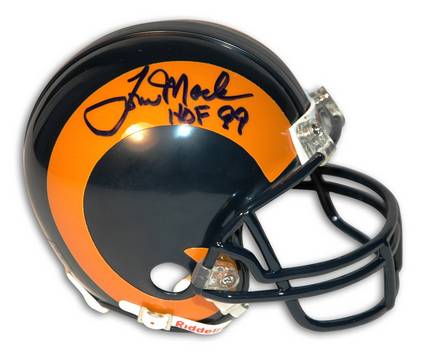 Tom Mack Los Angeles Rams Autographed Mini Helmet Inscribed "HOF 99"