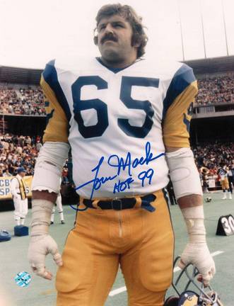 Tom Mack Autographed "On the Field" Los Angeles Rams 8" x 10" Photo Inscribed "HOF 99"