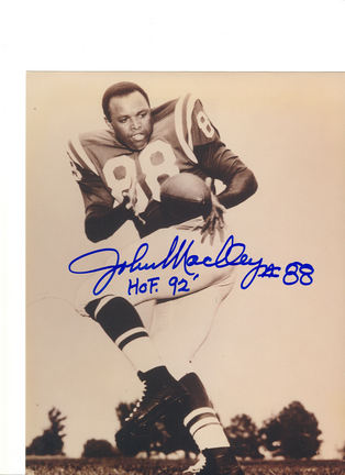 John Mackey Baltimore Colts Autographed 8" x 10" Photograph Inscribed with "HOF 92" (Unframed)