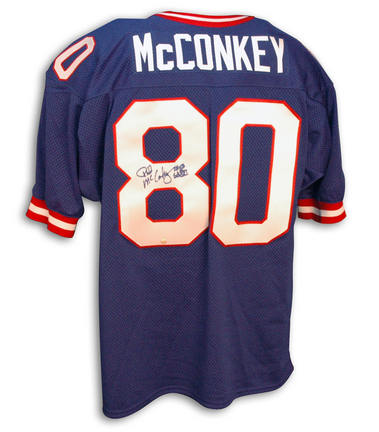 Phil McConkey Autographed New York Giants Blue Throwback Jersey Inscribed with "SB XXI"