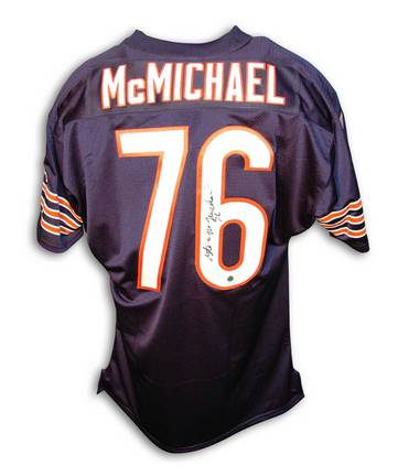 Steve McMichael Chicago Bears Autographed Throwback NFL Football Jersey (Navy Blue)