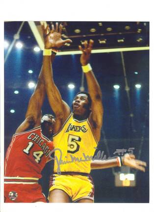 Jim McMillian Los Angeles Lakers Autographed 8" x 10" Photograph with "#5" Inscription (Unframed)
