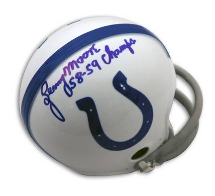 Lenny Moore Autographed Baltimore Colts Mini Helmet Inscribed "58-59 Champs"