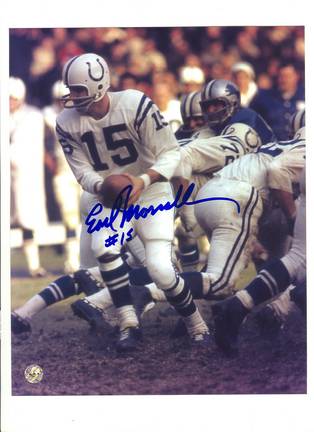 Earl Morrall Baltimore Colts Autographed 8" x 10" Photograph with "#15" Inscription (Unframed)