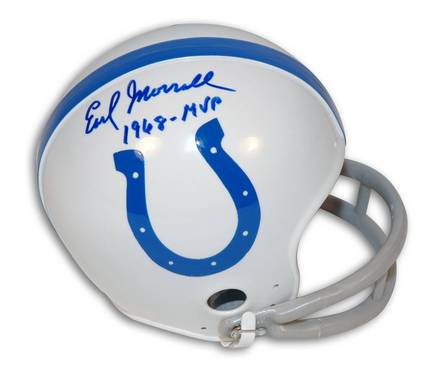 Earl Morrall Baltimore Colts Autographed Throwback Mini Football Helmet Inscribed with "1968 - MVP"