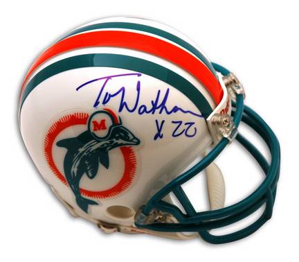 Tony Nathan Miami Dolphins Autographed Throwback Mini Helmet