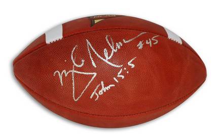 Mike Nelms Autographed Official NCAA College Football Inscribed with "John 15:5"