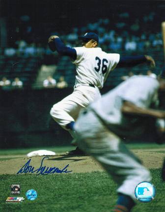 Don Newcombe Autographed "Pitching" Brooklyn Dodgers 8" x 10" Photo