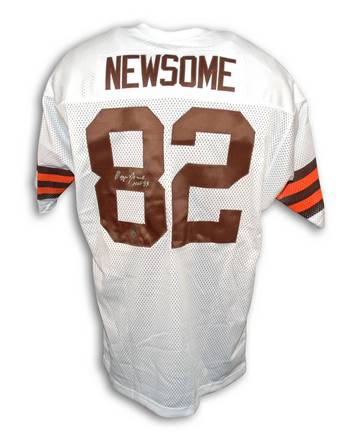 Ozzie Newsome Autographed Custom Throwback Football Jersey with "HOF 99" Inscription (White)