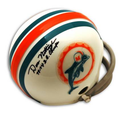 Don Nottingham Miami Dolphins Autographed Mini Helmet Inscribed with "73-74 SB Champs"
