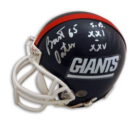 Bart Oates Autographed New York Giants Mini Helmet Inscribed "SBXXI-XXV" and "65"
