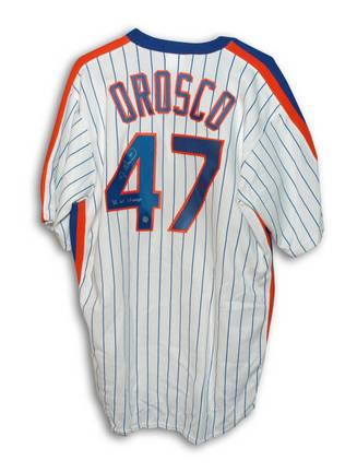 Jesse Orosco New York Mets Autographed White Pinstripe Majestic Jersey Inscribed with "86 WS Champs"