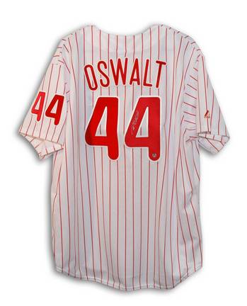 Roy Oswalt Autographed Philadelphia Phillies Pinstripe Majestic Jersey