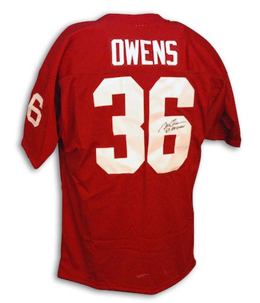 Steve Owens Oklahoma Sooners Autographed Authentic Jersey with "Heisman 69" Inscription