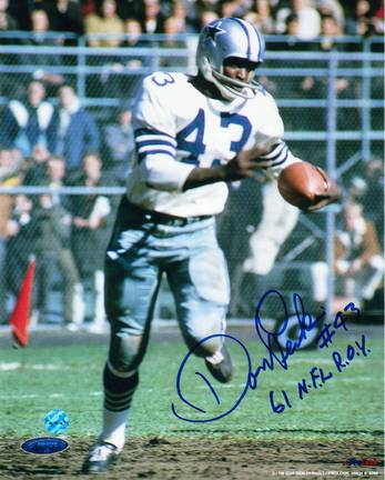 Don Perkins Autographed "Running with Ball" Dallas Cowboys 8" x 10" Photo Inscribed "61 NFL ROY