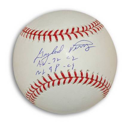Gaylord Perry Autographed MLB Baseball Inscribed "AL-72 Cy NL-78 Cy"