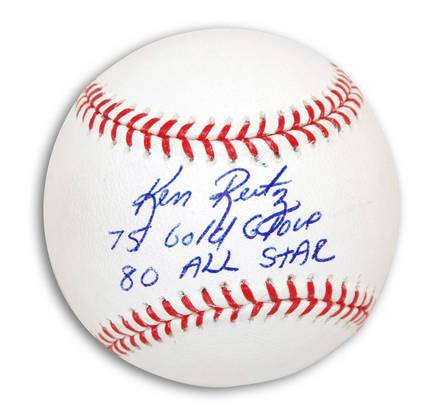 Ken Reitz Autographed MLB Baseball Inscribed with "75 Gold Glove" and "80 All Star"