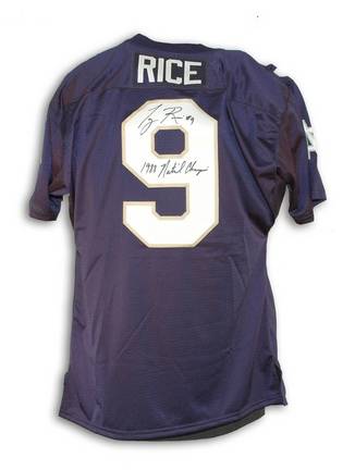 Tony Rice Notre Dame Fighting Irish Autographed Navy Blue Throwback Jersey Inscribed with "1988 National Champs&quo